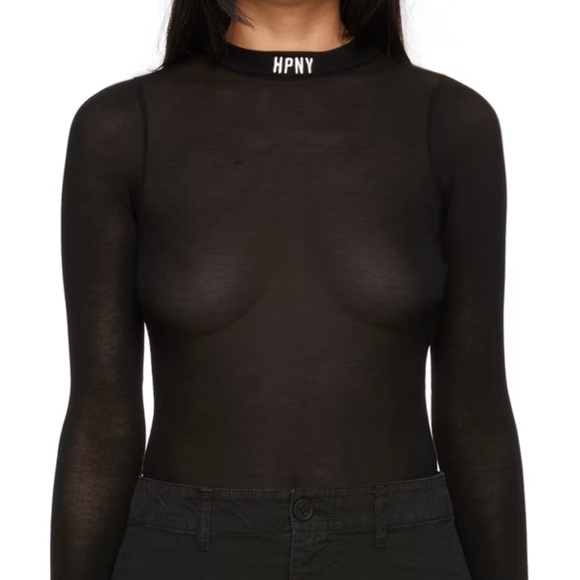 Heron Preston Tops - HPNY Black sheer Long Sleeve Bodysuit